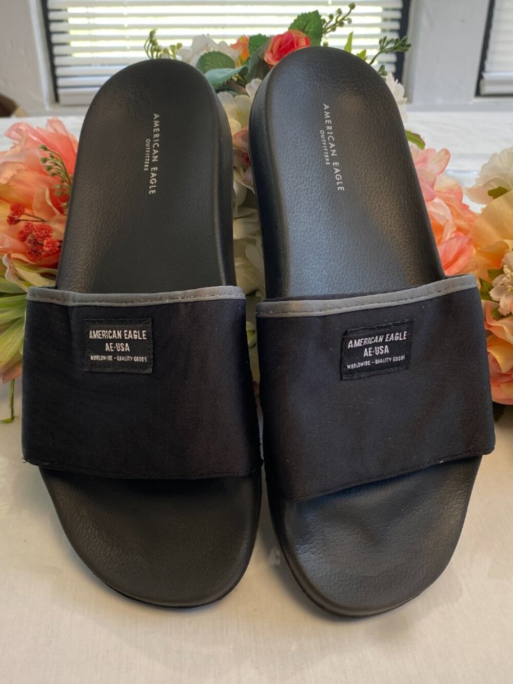 American Eagle AE-USA Black Slide Sandals Men’s Size 9
